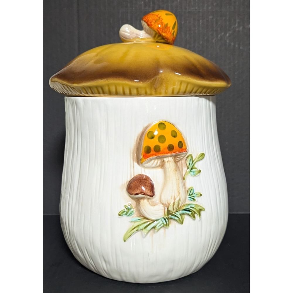 Vintage Sears Roebuck and Company 1978 Merry Mushroom Large Canister and Lid 11" - Picture 3 of 16
